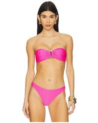 MILLY - Margot Textured Chevron Bandeau Bikini Top - Lyst