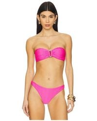 MILLY - Margot Textured Chevron Bandeau Bikini Top - Lyst