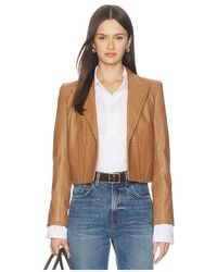 L'Agence - Dulcie Leather Whipstitch Blazer - Lyst