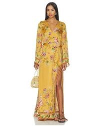 Hemant & Nandita - Caftán Maxi Kaftan With Belt En Color Oro Metálico Talla (También En M, S, Xs, Xxs) - Lyst