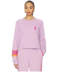 Aviator Nation - Bolt Rugby Stitch Cropped Crew Sweatshirt - Lyst