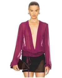 The Attico - Deep V Blouse En Color Burgundy Talla (También En 38, 40, 42, 44) - Lyst