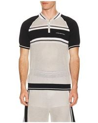 CASABLANCA - Metallic Mesh Stripe Zip Polo - Lyst