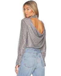 1.STATE - Sequin Drape Back Top In Metallic Silver. Size M, S, Xs. - Lyst