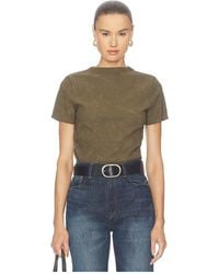 Hudson Jeans - Faux Suede Short Sleeve Ruched Top - Lyst