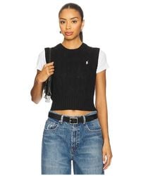 Polo Ralph Lauren - Cable-Knit Cotton Cropped Vest - Lyst