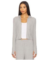 Michael Lauren - Aris Fitted Crop Zip Up Hoodie - Lyst