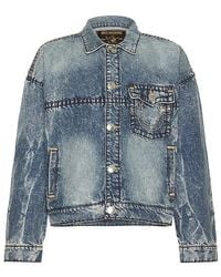 TRUE RELIGION - Super T Cropped Denim Jacket - Lyst
