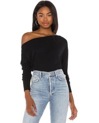 Enza Costa - Cashmere Cuffed Off Shoulder Long Sleeve Top - Lyst