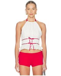 MAJORELLE - Alessia Embroidered Halter Top - Lyst