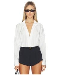 Norma Kamali - Super Oversized Boyfriend Shirt Bodysuit - Lyst