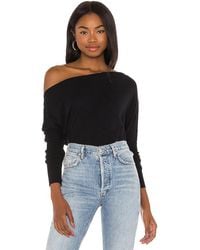 Enza Costa - Cashmere Cuffed Off Shoulder Long Sleeve Top - Lyst