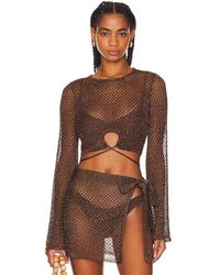 House of Harlow 1960 - X Revolve Sana Metallic Open Stitch Top - Lyst