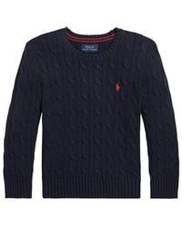 Polo Ralph Lauren - Suéter De Cuello Redondo Con Punto De Cable En Color Azul Marino Talla En - Lyst