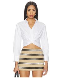 Alice + Olivia - Phebe Twist Longesleeve Cropped Blouse - Lyst