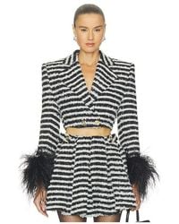 Bronx and Banco - Tweed Cropped Jacket With Feather Cuffs - Lyst