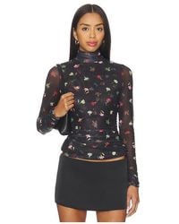 Cinq À Sept - Tumbling Carnations Shirred Mesh Top - Lyst