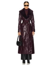 Kim Shui - Bordeaux Faux Fur Collar Coat - Lyst
