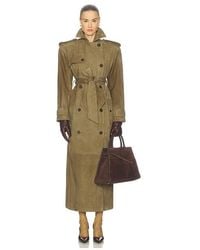 Helsa - Suede Trench Coat - Lyst