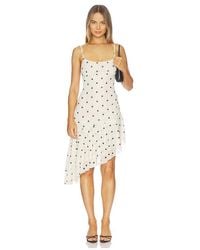 With Harper Lu - Asymmetrical Frill Midi Dress - Lyst