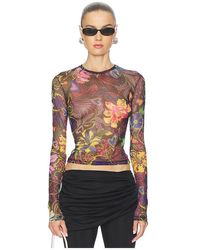 Area - Hotfix Printed Tulle Long Sleeve Top En Color Negro Talla (También En M, S, Xl, Xs) - Lyst