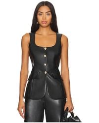 Amanda Uprichard - Faux Leather Button-Front Blouse - Lyst