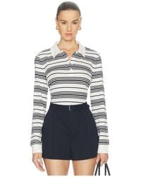 FRAME - The Striped Long Sleeve Polo - Lyst