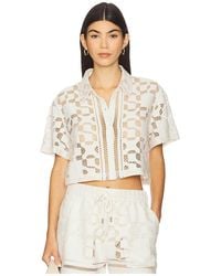Jonathan Simkhai - Makaia Cropped Short Sleeve Button Down Shirt - Lyst