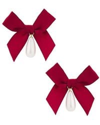 petit moments - Bow Drop Pearl Earrings - Lyst