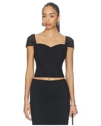 L'Agence - Asuka Shirred Mesh Top - Lyst