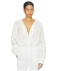 Norma Kamali - Super Oversized Boyfriend Shirt Bodysuit - Lyst