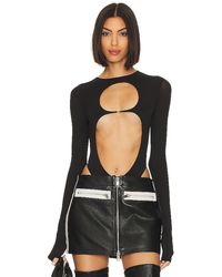 LAQUAN SMITH - Long Sleeve Bodysuit With Chest Cutout - Lyst