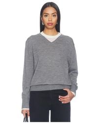 White + Warren - Superfine Merino V Neck Top - Lyst