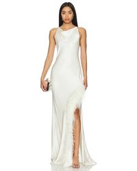 LAPOINTE - Cowl Neck Gown With Ostrich Feathers - Lyst