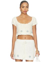 For Love & Lemons - Lara Top en Cream - Lyst