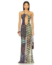 navy blue dress for baby girl Jaded London Vida Backless Maxi Dress With Shell Trim in Multi