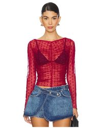 Free People - Sheer Lace Long Sleeve Layering Top - Lyst