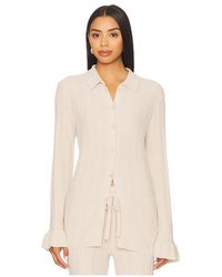Barefoot Dreams - Cozychic Ultra Lite Ribbed Ruffle Cuff Shirt En Color Crema Talla (También En M, S, Xl, Xs) - Lyst