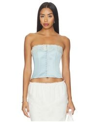 GUIZIO - Lace Trim Satin Corset - Lyst