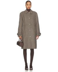 Vince - Plaid Car Coat With Faux Leather Trim - Lyst