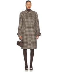 Vince - Plaid Car Coat With Faux Leather Trim - Lyst