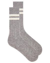 White + Warren - Cashmere Ribbed Striped Socks - Lyst