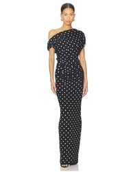 Self-Portrait - Polka Dot Draped Knit Midi Dress - Lyst