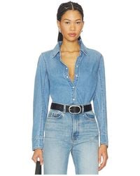 Free People - X We The Free Benny Slim Denim Top - Lyst