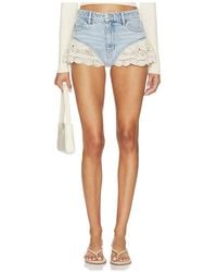 FRAME - The Crochet Ruffle Short - Lyst
