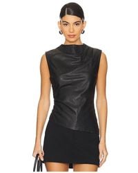 AEXAE - Leather Ruched Top - Lyst