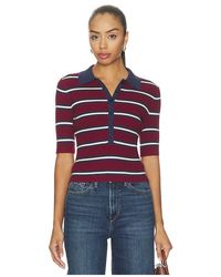 525 America - Imogen Rib Stripe Fitted Polo - Lyst