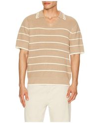 Central Park West - Bradley French Stripe Short Sleeve Polo - Lyst