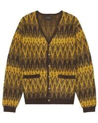 Beams Plus - Cardigan Double Jacquard Chevron Pattern - Lyst