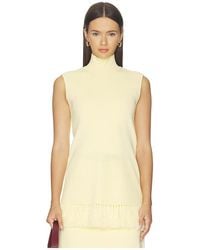 Clea - Top De Punto Con Bajo De Flecos Tiama En Color Amarillo Limon Talla (También En M, S, Xs) - Lyst